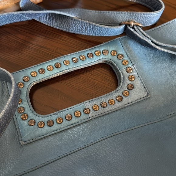 Free People Blue Leather Studded Convertible Women's Bag - Picture 3 of 8